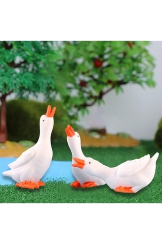 Lijinxu 3 Adet Mini Kaz Figürleri Minik Heykelleri Kek Toppers