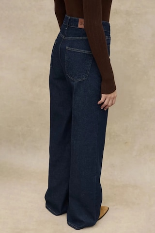 Hiccup Geniş Paça Raw Kot Pantolon Koyu Mavi Denim