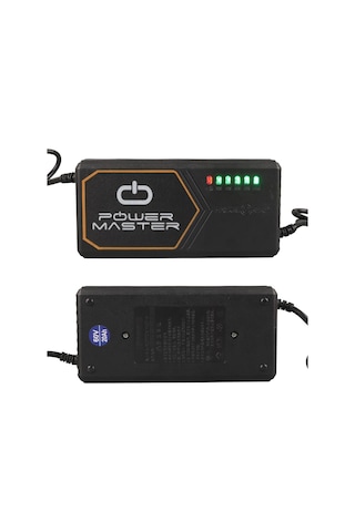 Powermaster Pm-31801 60 Volt - 20 Amper Iec C15 Dişi Uçlu Kapasite Göstergeli Elektrikli Bisiklet Şarj Akü Cihazı Adj160-01 Siyah