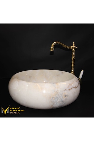 Afyon Kristal Sarı Bombeli Lavabo