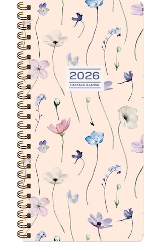 Keskin 2026-8 16 Haftalık Spiralli Cep Ajandası - Lavanta Bej