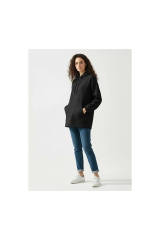 Lyvean Kapşonlu 3 İplik Penye Sweatshirt Siyah