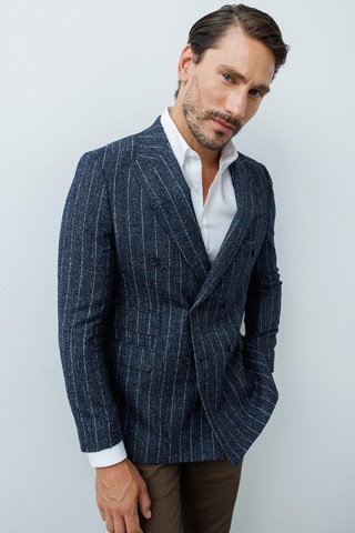 İgs Erkek Lacivert Slim Fit / Dar Kalıp Geniş Kırlangıç Ceket-20006