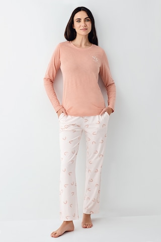 Pierre Cardin 9061 Modal Uzun Kol Kadın Pijama Takımı V1 Retro Pembe