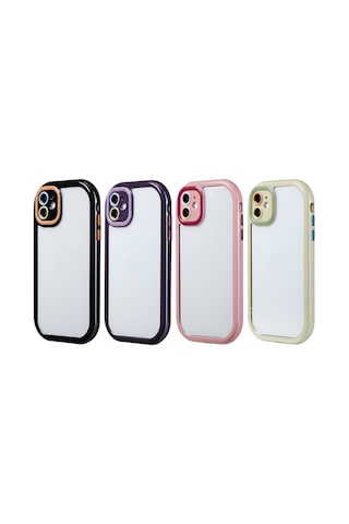Zore Apple iPhone Uyumlu 11 Kılıf Kamera Korumalı Renkli Kenar Ve Çerçeve Tasarımlı Omsy Vitamin Kapak-mürdüm