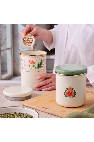 Emsan Nar Emaye Orta Düz Kavanoz Çok Renkli