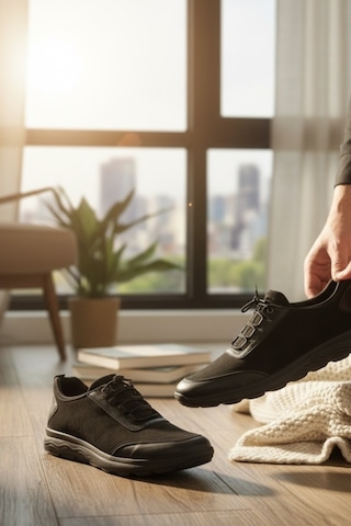 Enoch Hakiki Süet Deri Siyah Erkek Sneaker Ortopedik Taban Siyah