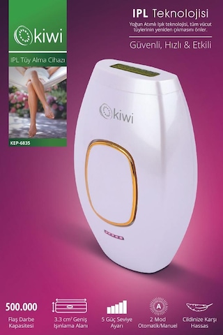 Kiwi Ipl Lazer Epilasyon Tüy Alma Cihazı Otomatik Yüz,vücut,hassas Bölge Kullanımı 500.000 Atım 6835
