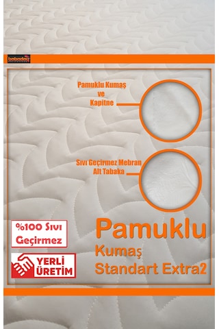 %100 Sıvı Geçirmez 180gr Dolgulu Pofuduk Yatak Alezi Beyaz