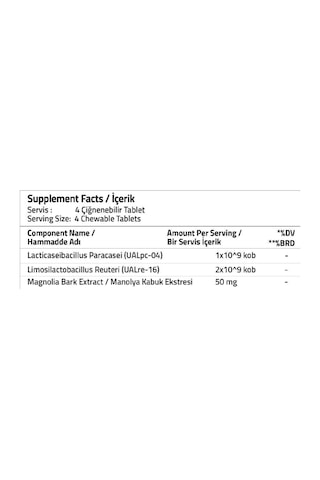 Dental Probiotic Magnolia Bark Extract 60 Chewable Tablets