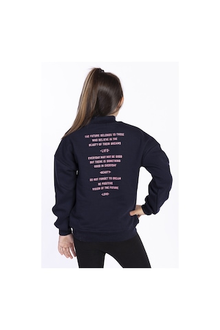 Toontoy Kız Çocuk İçi Pamuklu Sweatshirt Lacivert
