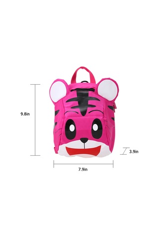 Wezone 1-3 Yaş Çocuk Nylon Sırt Çantası, Güven Kemerli 3d Kaplan Desenli, Oyuncak/kitap Taşıma, Dayanıklı Ve Konforlu, Pembe Kırmızı