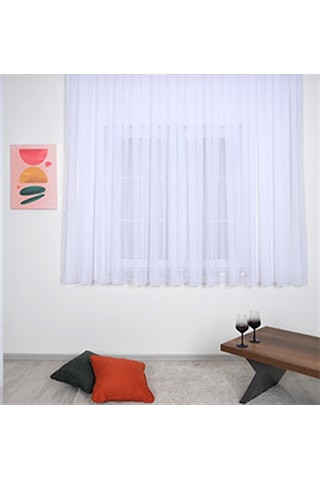 Petek Üstü Vual Tül Perde Kar Beyaz