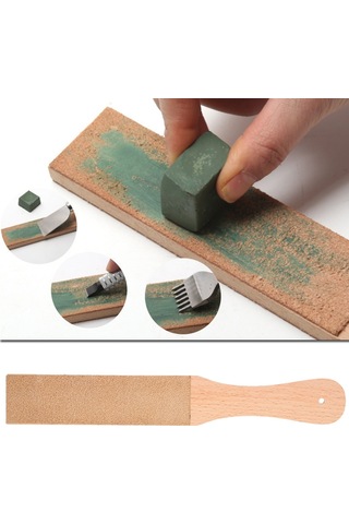 Springsun Ahşap Saplı İki Yönlü Deri Taşlama Aleti - Deri Ve Ahşap Kesici Araçları İçin Keskinleştirici Tahta