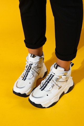 Luvishoes Luvi Shoes Clara Beyaz Laci Fermuarlı Ve Bağcıklı Kadın Spor Bot Beyaz - Lacivert