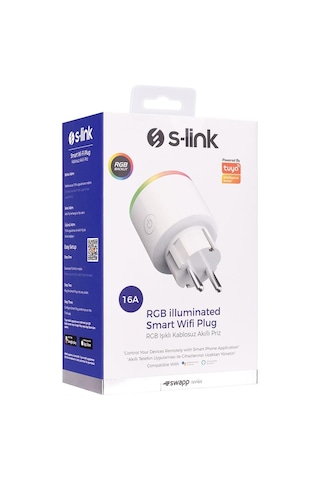 S-link Sl-03 16a Akım Korumalı Akıllı Priz Rgb Işıklı 2,4g Wifi-bt Tuya Destekli - 37622