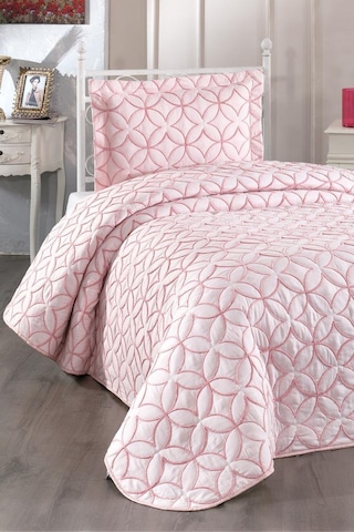 Parolin Tek Kişilik Kapitoneli Yatak Örtüsü Pudra Pudra