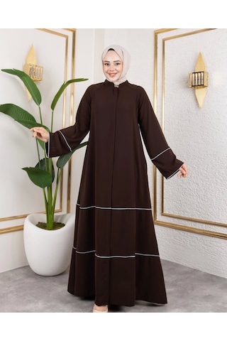 Kıl Biye Detaylı Abaya/ferace / Taba - F0145 Taba