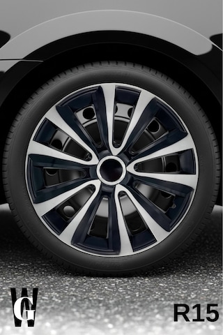 Renault Symbol 15 İnç Jant Kapağı 4 Adet Siyah Gri C121