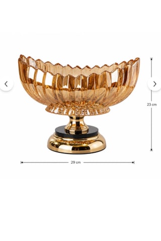 Chacha Home Ayaklı Gold Renk Cam Gondol Meyvelik Sunumluk 29 Cm - Lüks Dekoratif Konsol Kasesi Ve Şekerlik