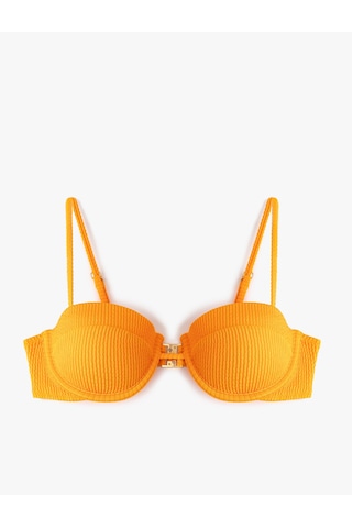 Koton Çıkarılabilir Askılı Dokulu Balenli Straplez Bikini Üst Turuncu 5sak10218mm Turuncu