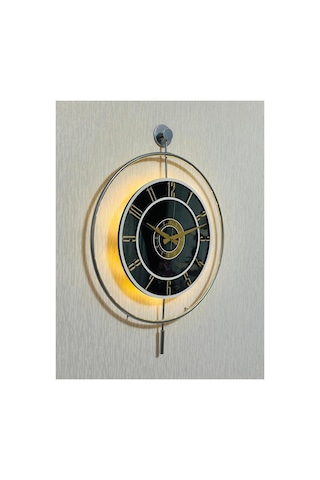 Pey Aksesuar Metal Camlı Duvar Saati Krom Statık 50 X 70cm Orta Boy Işıklı M51-kromgrı-füme-beyaz-gold M51-kromgrı-füme-beyaz-gold