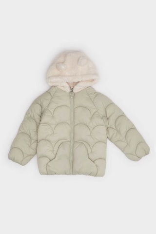 Defacto Rüzgar Geçirmez Su Geçirmez Kapüşonlu Fermuarlı Yeşil Kız Bebek Mont E7951a5/gn270 Yeşil