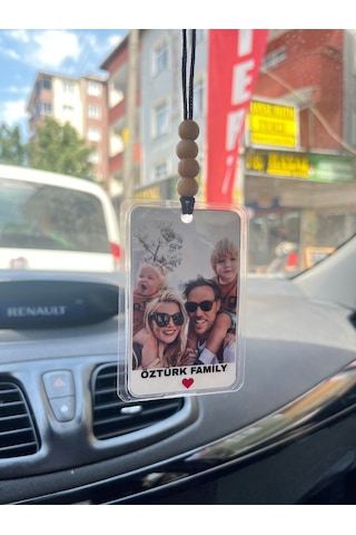 Kişiye Özel Aile Soy İsim Yazılı Fotoğraflı Araç Dikiz Aynası Süsü Pvc Hediyelik Oto Aksesuar