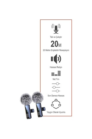 Torima Yaka Mikrofonu Type-c Lightning Aux 2 Adet 3ın1 Kablosuz M