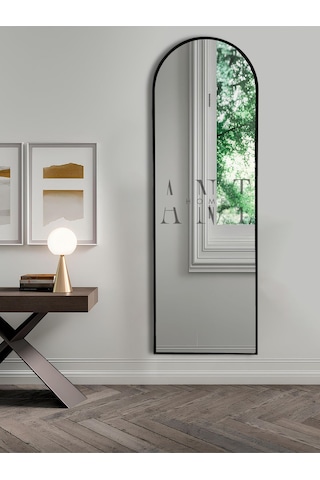 Dekoratif Ayna Oval Boy Ayna Duvar Aynası 180x60 Cm 180 X 60 Siyah Antno25s Siyah