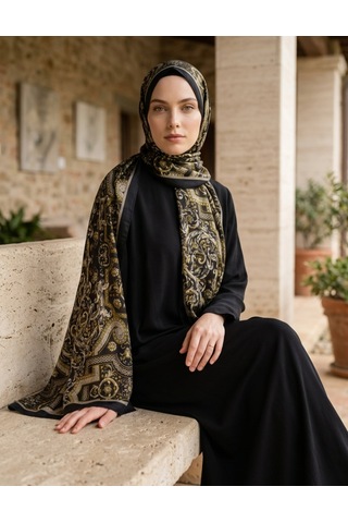 Moda Nuda Celebrity Celestial Şal Siyah Gold - Zarif Işıltı Siyah - Gold