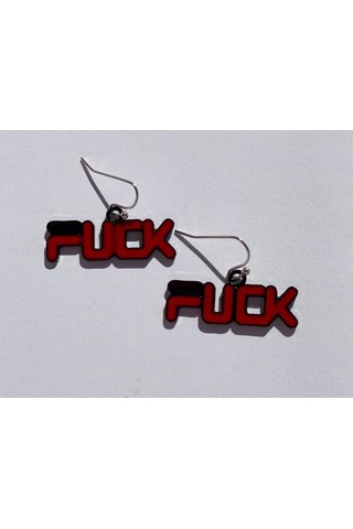 F Ck Yazılı Renkli Unisex Metal Küpe Pytkkp006 Çok Renkli