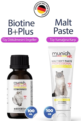 Munich Vet 2'li Set Biotin Plus Tüy Damlası 50 ML & Malt Pasta 100 G