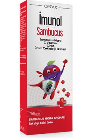 Orzax Imunol Sambucus Nigra Vişne Aromalı Şurup 2 x 150 ML