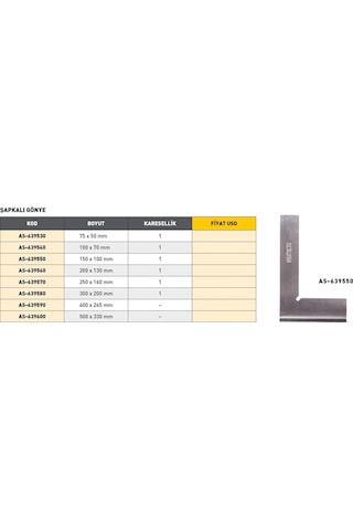 Fett 200x 130mm Asimeto Metal Şapkalı Gönye As-639560