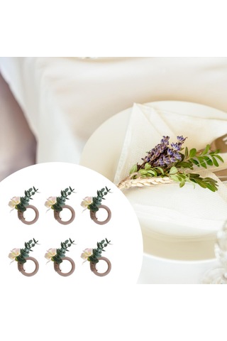 Homyl 6x Peçete Halkaları Parti Çiçekli Mutfak Festivali Tokaları Açık Sarı