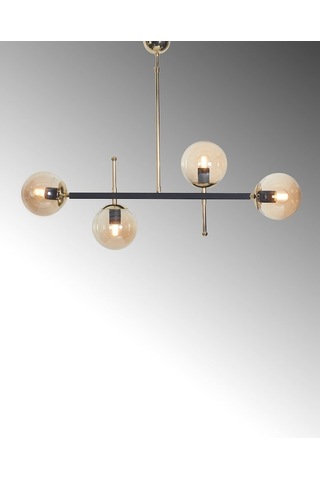 Luzarana Optik 4 Lü Gold-Siyah Metal Gövde Bal Rengi Camlı Tasarım Lü... (483743288) Çok Renkli