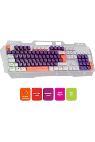 Polosmart Pgm36 Kablolu Rgb Aydınlatmalı Gaming Oyuncu Klavye Mor