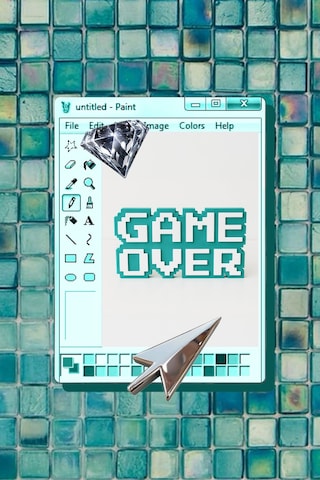 Retro Game Over Kabartmalı Dekoratif Obje - Turkuaz Masaüstü Ve Duvar Süsü Hediye