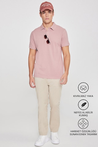 AC&Co / Altınyıldız Classics Altinyildiz Classics Erkek Gül Kurusu Slim Fit Dar Kesim Polo Yaka %100 Pamuk Tişört 4A4820200001GULXXL Gülkurusu
