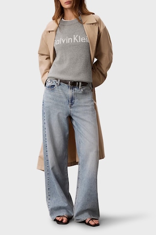 Calvin Klein % 100 Pamuk Logolu Relaxed Fit Bisiklet Yaka Kazak Lv044g313gp7a Bayan Kazak Lv044g313g P7a Gri Melanj