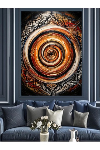 Altın Sarısı Spiral Girdap Formu Dekoratif Kanvas - Mdf Ahşap Tablo