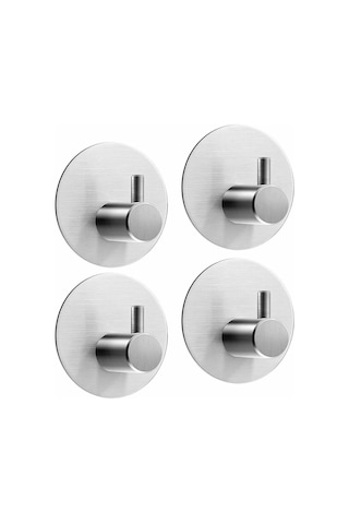 Dianziye Stainless Steel Self-adhesive Round Rail Tea Shelves - 4 Pieces, Wall-door-glass Mountable, No Drilling, Water-resistant, Space-saving Organizer Diğer