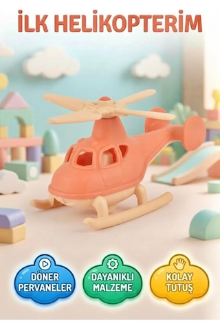 TıfılToys İlk Helikopterim Turuncu Güvenli Eğitici Turuncu 15 Cm Oyuncak Helikopter