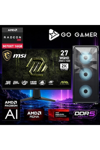 Go Gamer E796DF i9-14900KF 32 GB 1 TB SSD RX9070XT 16 GB27" Free Dos Oem Paket Masaüstü Oyuncu Bilgisayarı