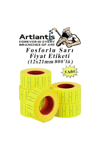 Fiyat Etiketi Sarı 800'lü 5 Paket 12x21mm Fosforlu Sarı Fiyat Etiketi Mx-5500 M5500 Hg979 Motex Etiket Makinesi Yede 1