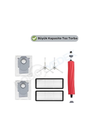 Roborock Qrevo Maxv / Qrevo Pro / Qrevo S Uyumlu Ana Fırça, Hepa Filtre,beyaz Yan Fırça, Toz Torbası 7 Parça