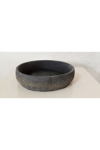 Beton Aranjman Ve Bonsai Saksısı Ağız Çap 25-30 Cm Çap Antrasit Gold