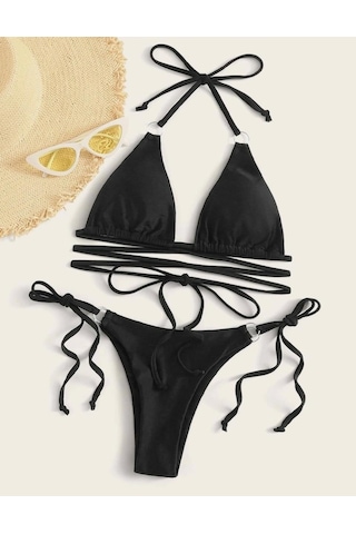 Deep Beach İp ve Halka Detaylı Bikini Takım 001