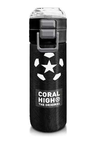 Coral High 500 Ml Paslanmaz Çelik Okul Termosu/suluk/matara - Erkek Çocuk - Siyah Futbol Desenli - Sızdırma Yapmaz Çok Renkli